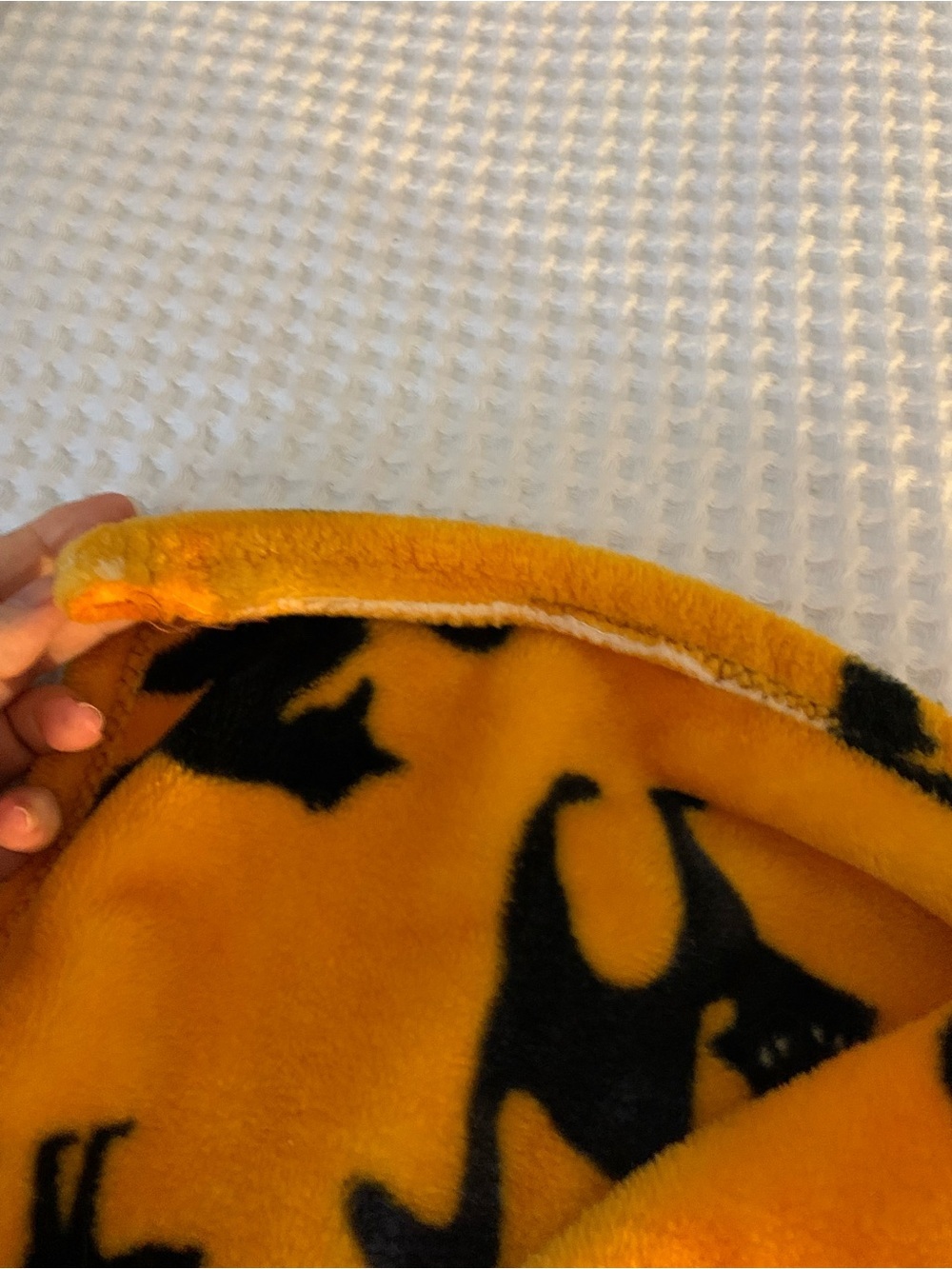 Rae Dunn Orange Plush Blanket with Black Cat Scaredy cat throw - Picture 3 of 3